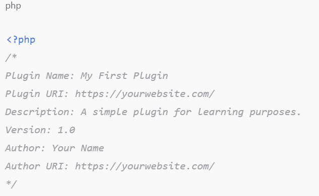 Écrire le commentaire d’en-tête du plugin  