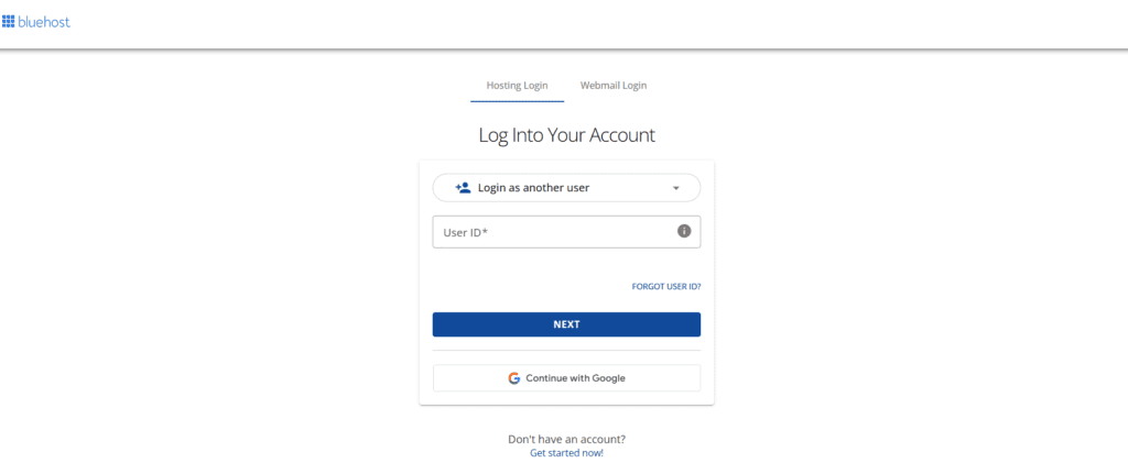 Compte de connexion Bluehost