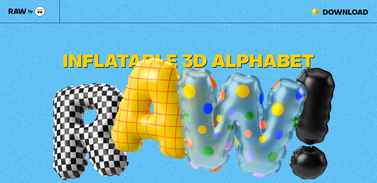 L'alphabet 3D gonflable met l'accent sur le produit en masquant le titre de la page.