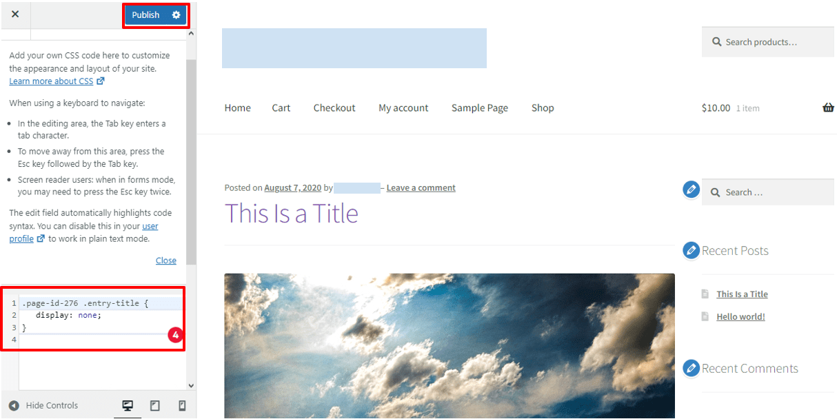 Collez le code, modifiez le numéro d'identification et cliquez sur « Publier ».