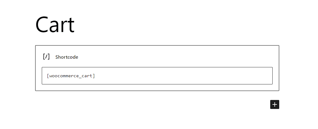 WooCommerce shortcodes : cart page.