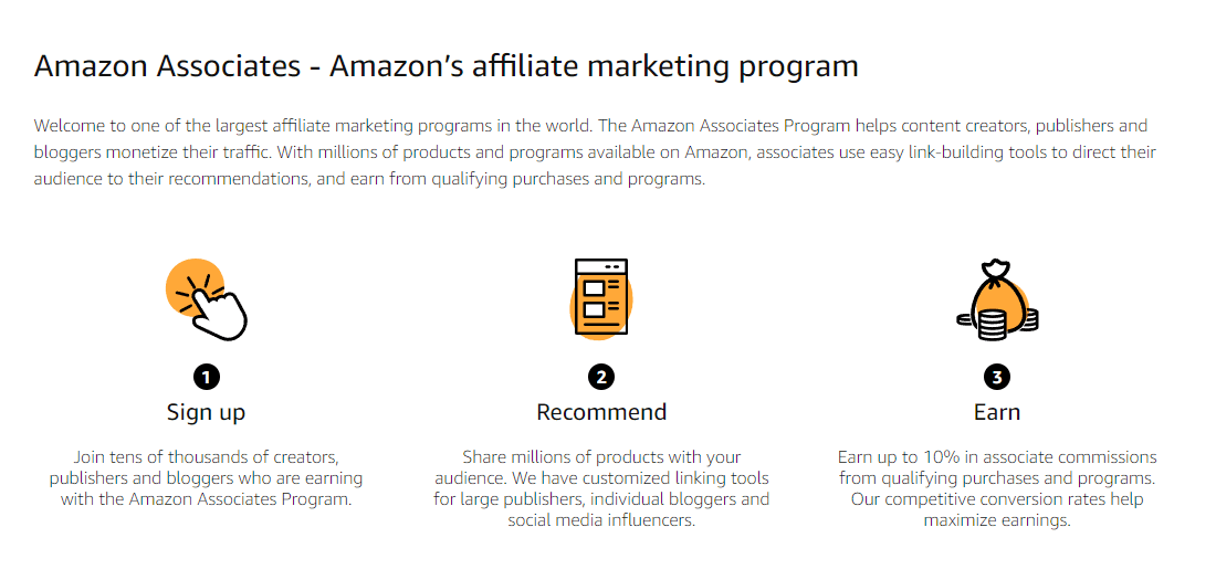 Amazon Associates est l’un des programmes d’affiliation les plus populaires.