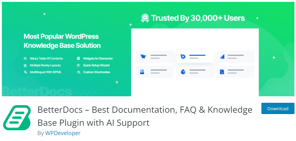 Le plugin BetterDocs vous permet de créer des tables des matières collantes pour l'accessibilité.