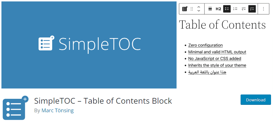 SimpleTOC - Bloc de table des matières.
