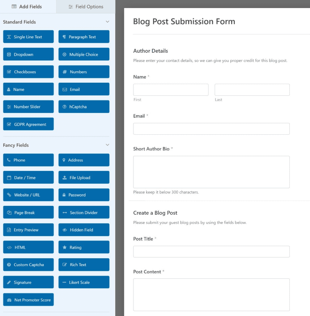 Formulaire de soumission d'un article de blog