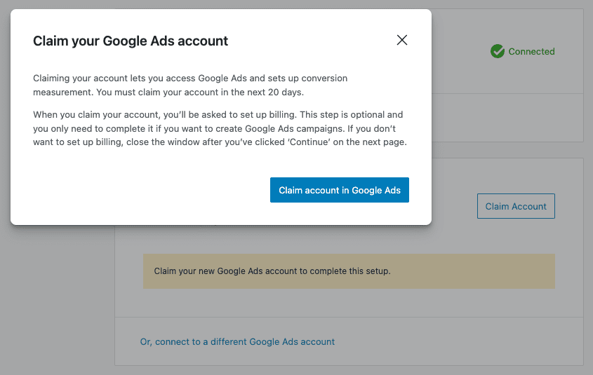 Réclamer un compte dans Google Ads