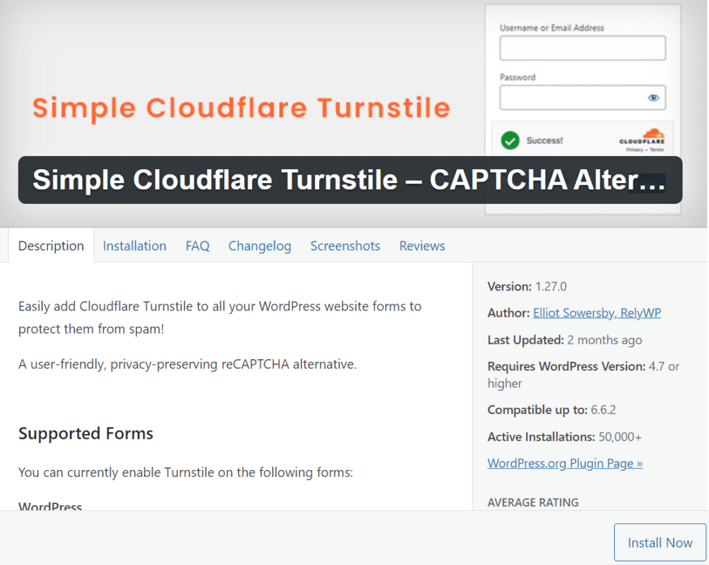 Installer le plugin simple Cloudflare Turnstile