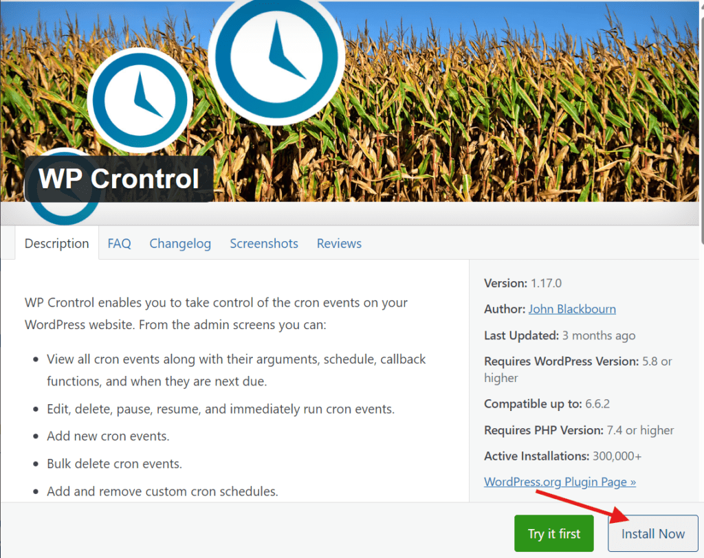 Plugin WP crontrol