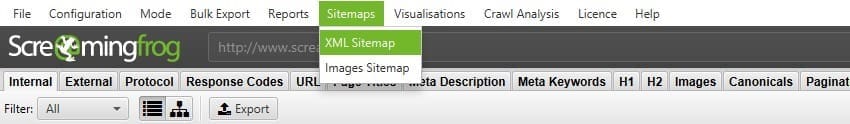 Exportation de sitemap XML