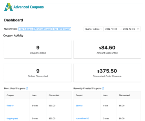 Coupons avancés