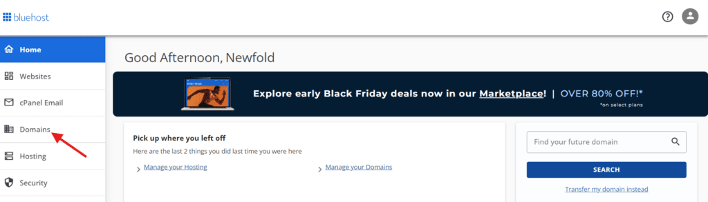 Plateforme Bluehost cPanel