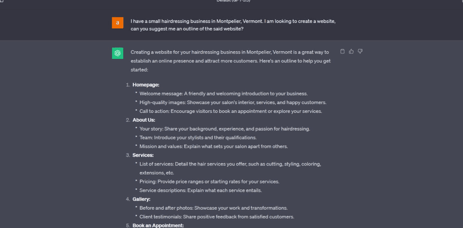 Génération de contenu ChatGPT