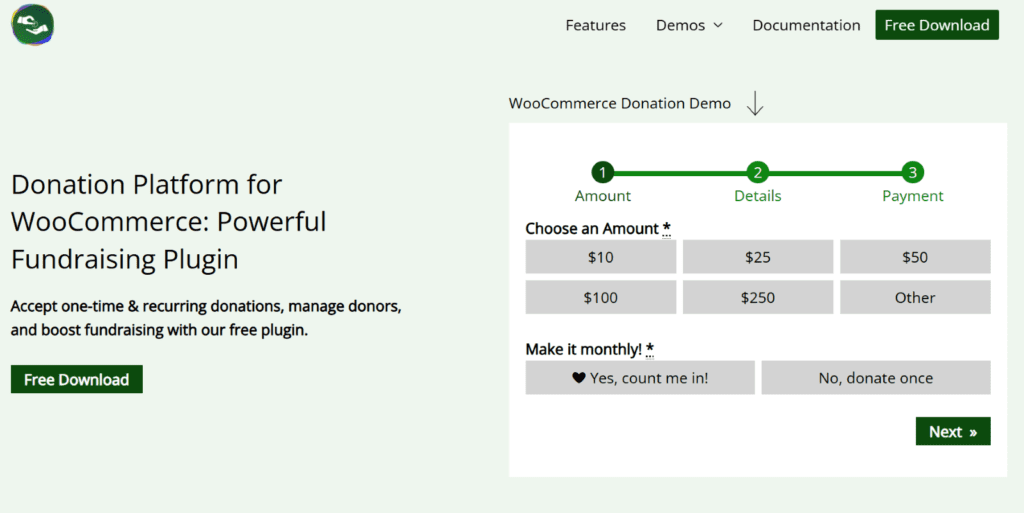 Plateforme de don pour WooCommerce