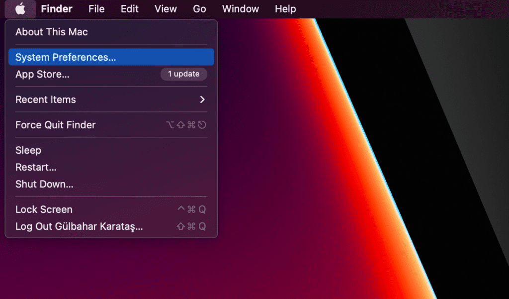 Préférences système dans Mac