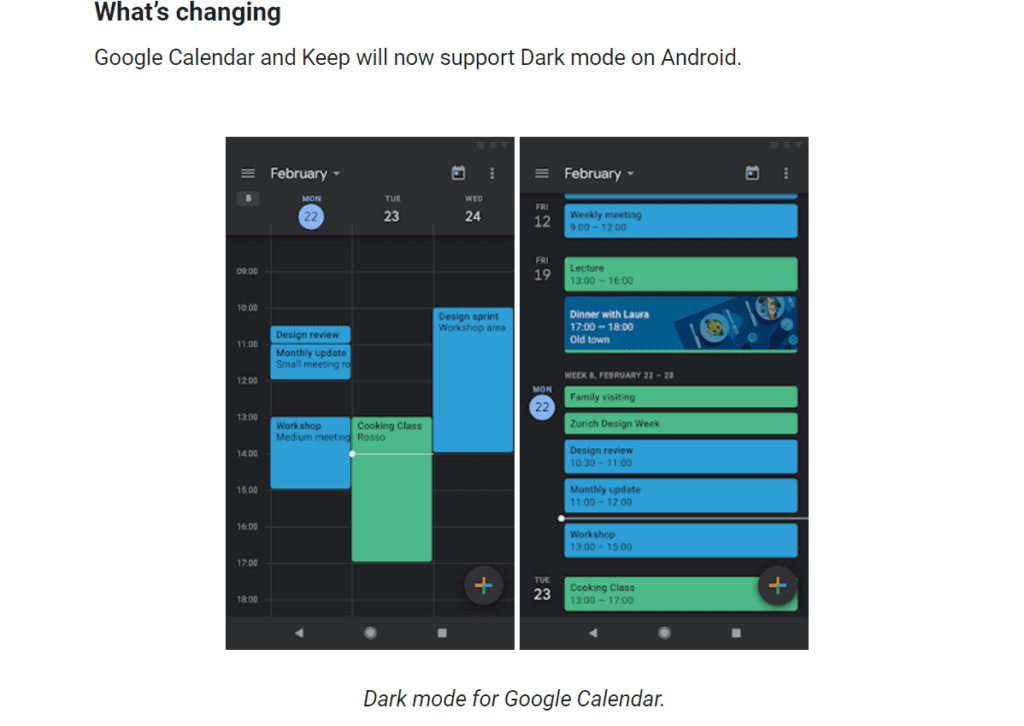 Mise à jour de Material Design 3 pour Google Agenda