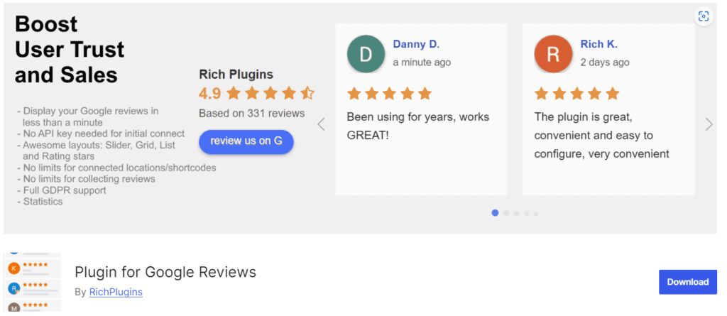 Plugin pour les avis Google
