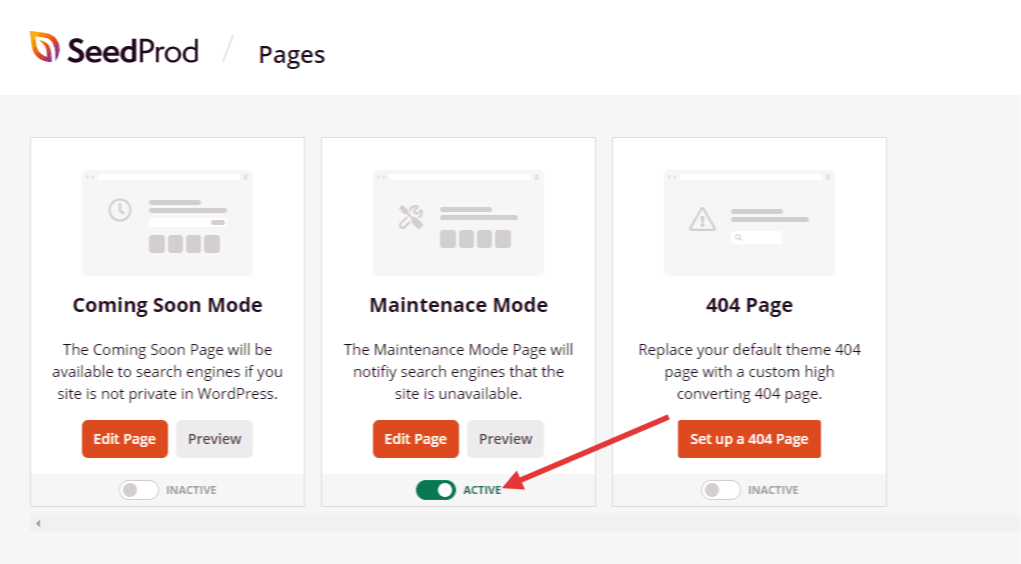 Page du mode de maintenance de SeedProd