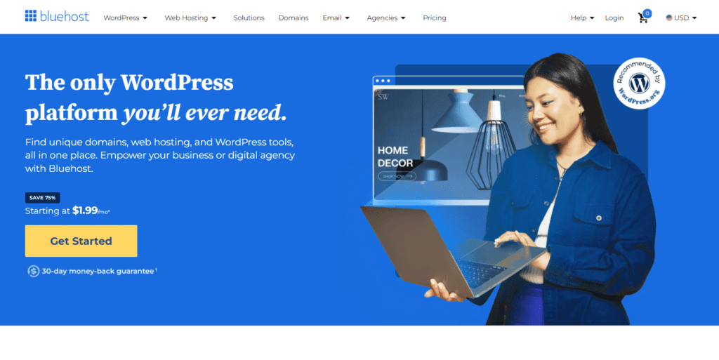 Visitez le site Web de Bluehost