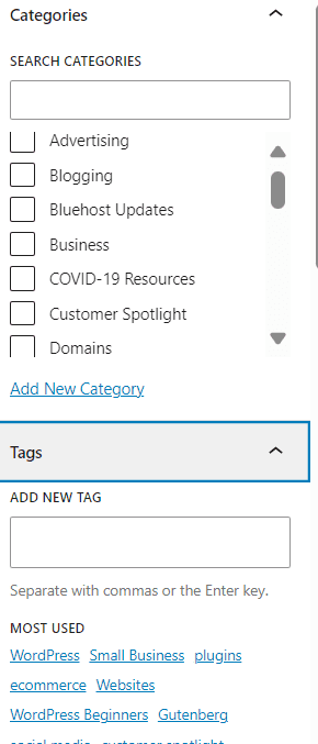 Catégories et tags
