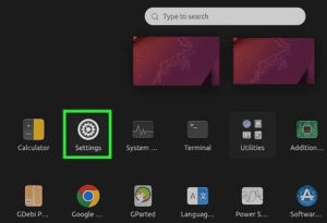 Ouvrir les paramètres dans le menu GNOME