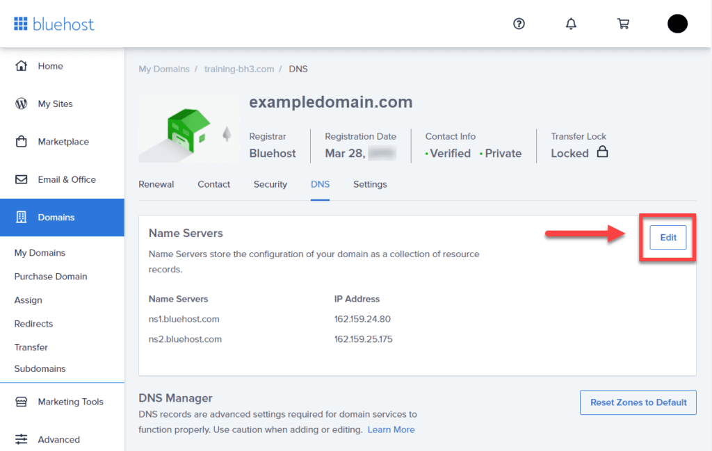 Gérez votre domaine avec Bluehost