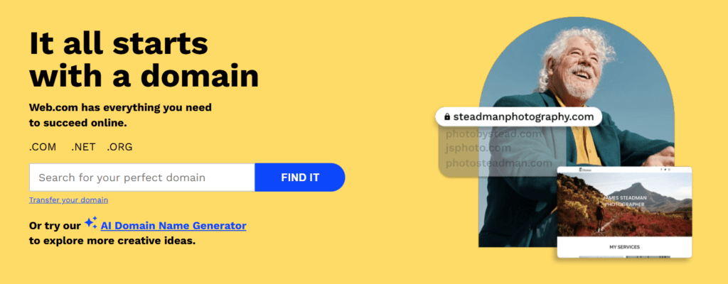 Enregistrement de domaine avec Web.com