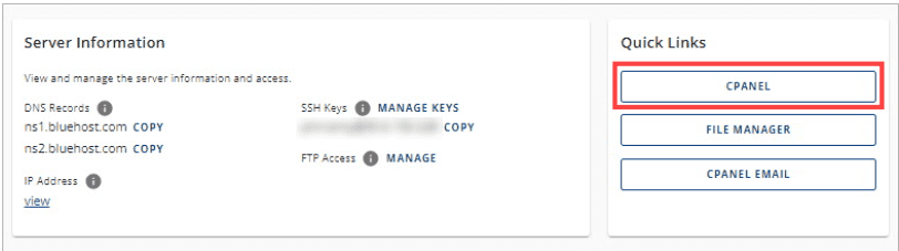 cliquez sur cPanel