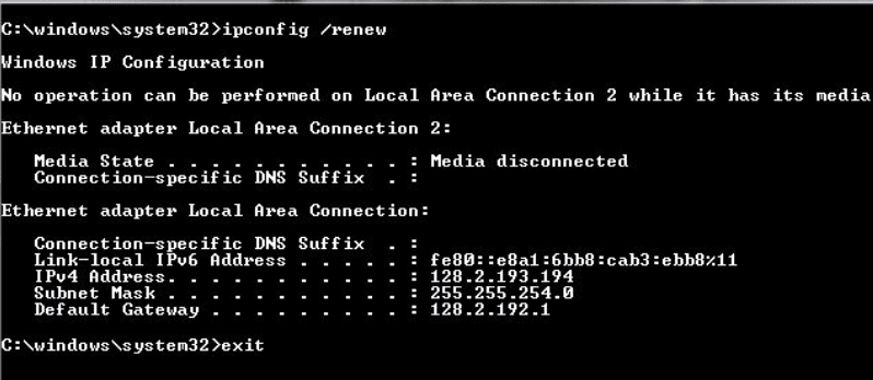 ipconfig renouvellement