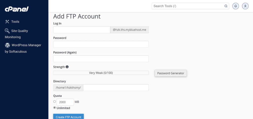 Configurer un compte FTP