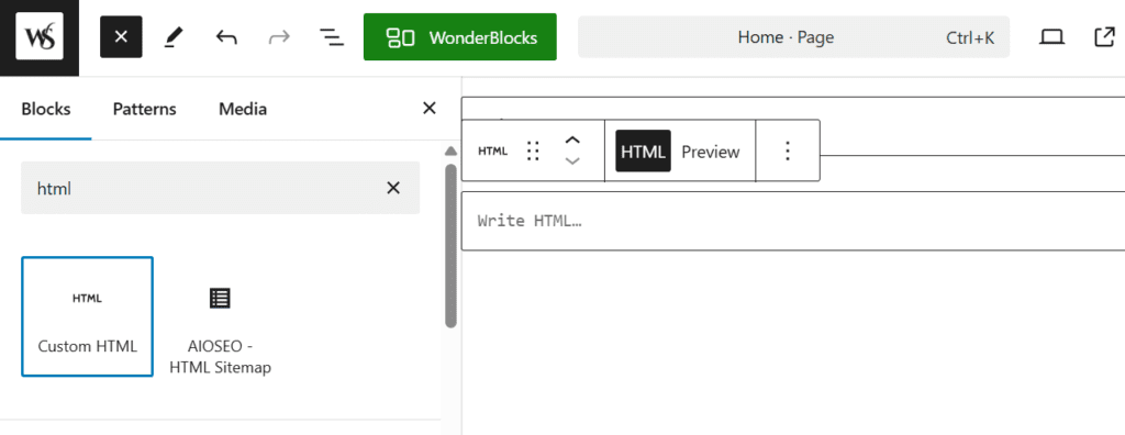 Bloc HTML personnalisé