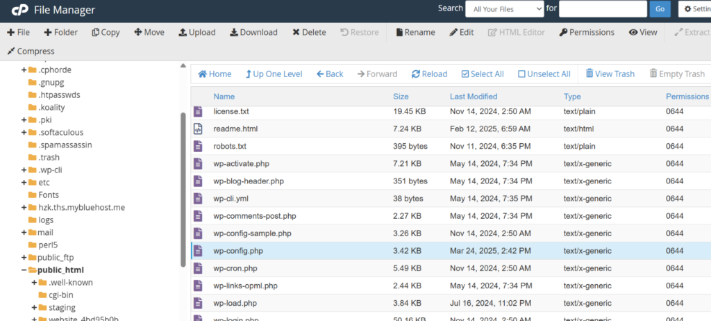 wp-config.php fichier