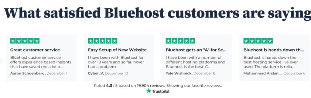 Témoignages de clients Bluehost
